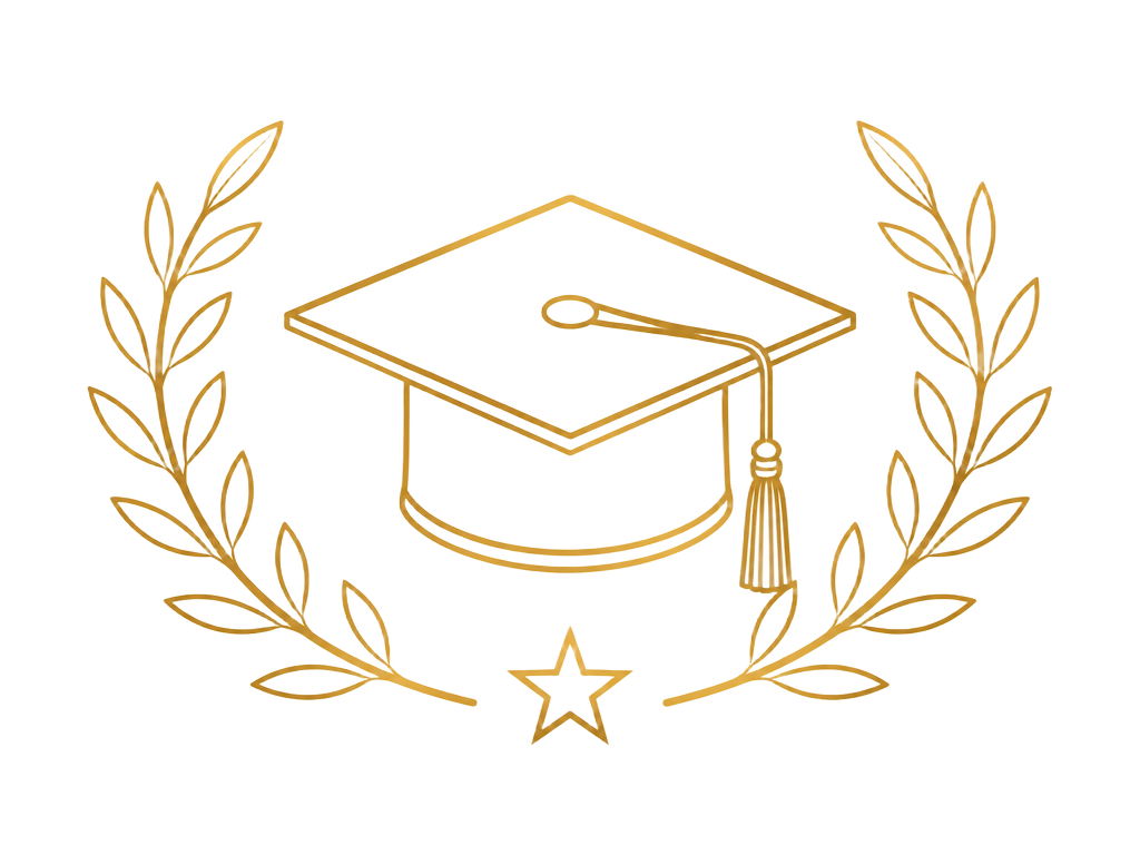 Gold graduation cap with laurel branches